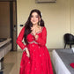 New Designer Party Wear Red Faux Georgette Gown with Heavy Embroidery Work