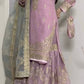 Chic Designer Faux Georgette Top Palazzo and Dupatta with Embroidery and Mirror Accents