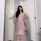 Chic Designer Faux Georgette Top Palazzo and Dupatta with Embroidery and Mirror Accents