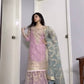 Chic Designer Faux Georgette Top Palazzo and Dupatta with Embroidery and Mirror Accents