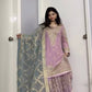 Chic Designer Faux Georgette Top Palazzo and Dupatta with Embroidery and Mirror Accents