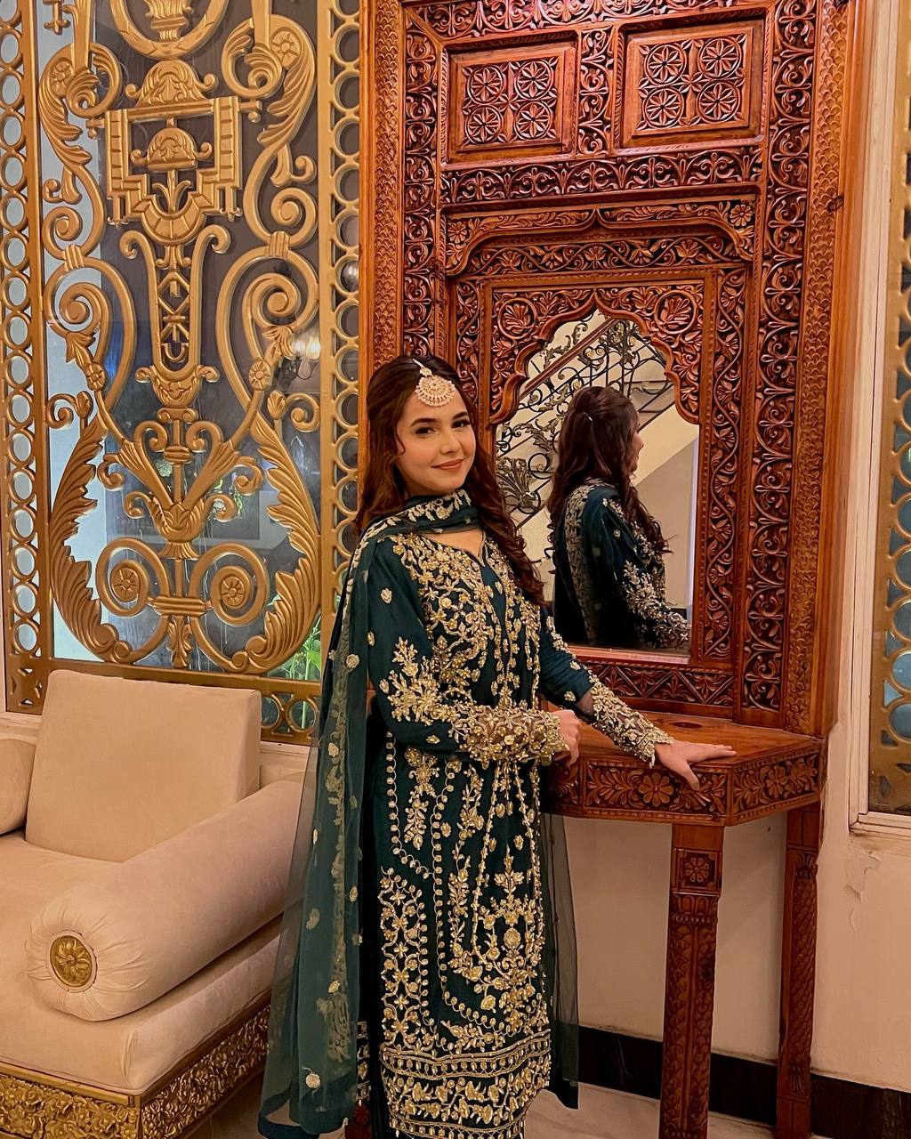 Exclusive Party Wear Outfit in Heavy Faux Georgette with Rivet Moti and Embroidery Work