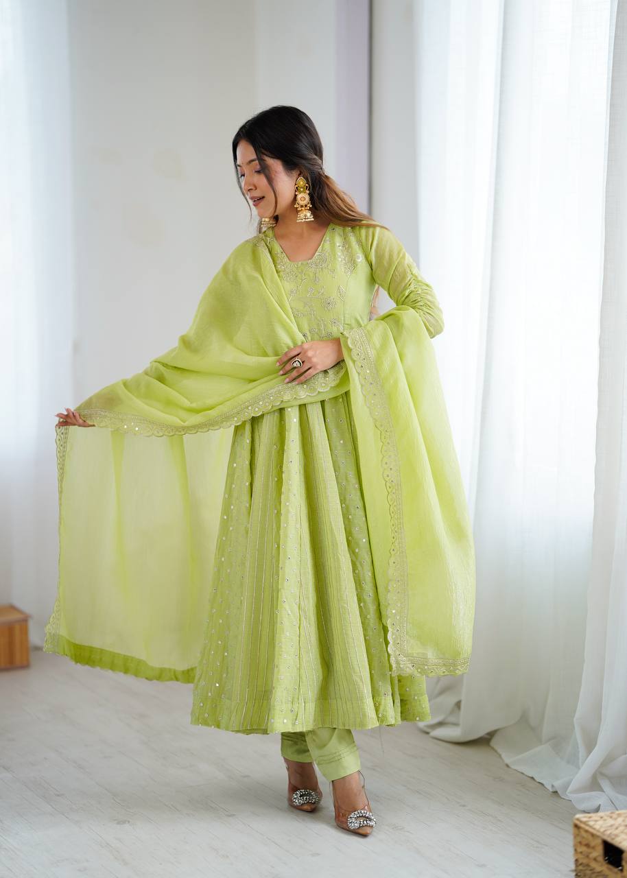 Nehal -SRK Anarkali in Crunchy Silk with Embroidered Design