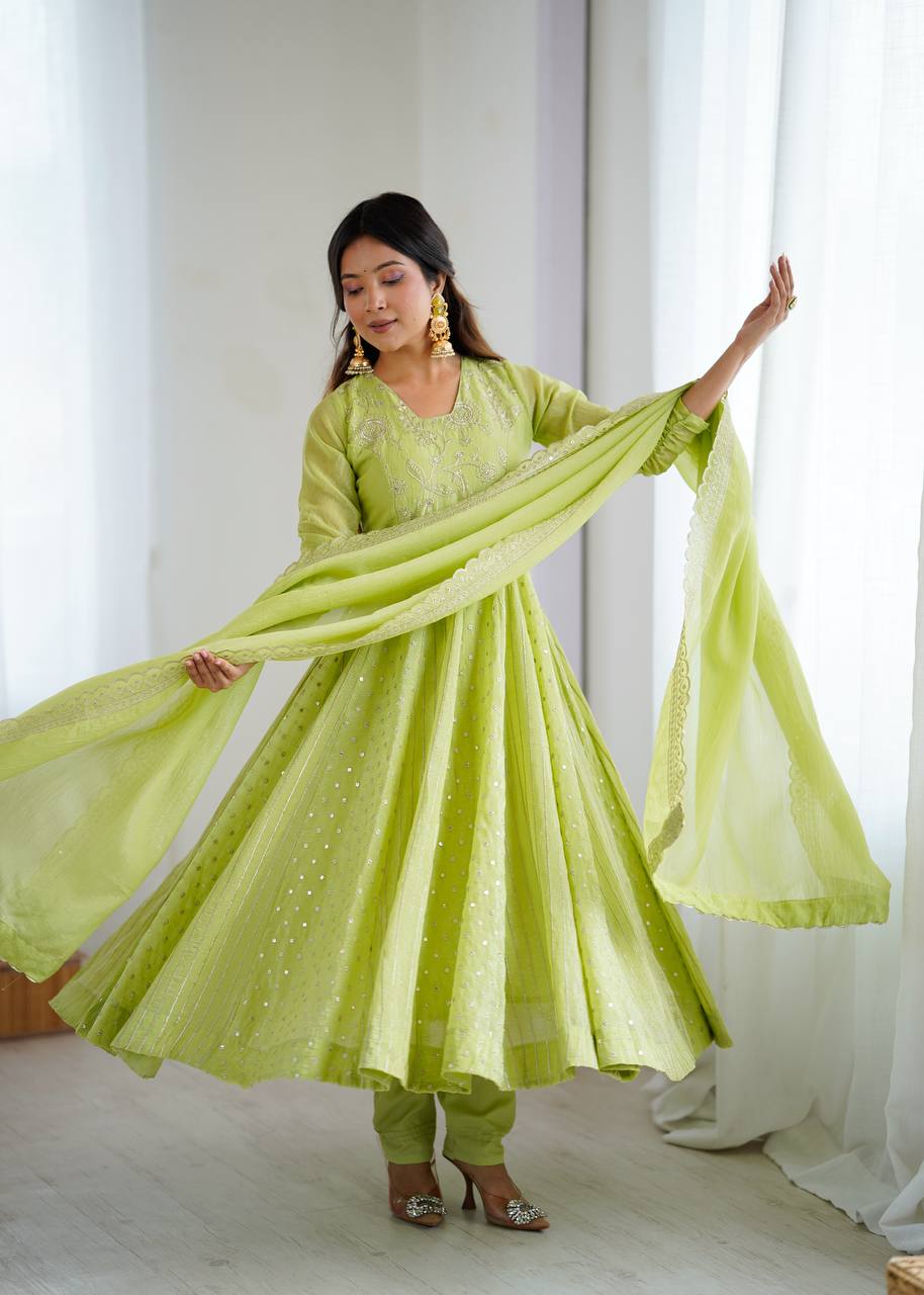 Nehal -SRK Anarkali in Crunchy Silk with Embroidered Design