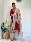 Chic Embroidered Top-Plazzo Set with Matching Dupatta for Special Occasions