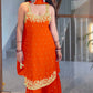 Exclusive Heavy Faux Georgette Sharara Ensemble with Embroidered Top and Dupatta