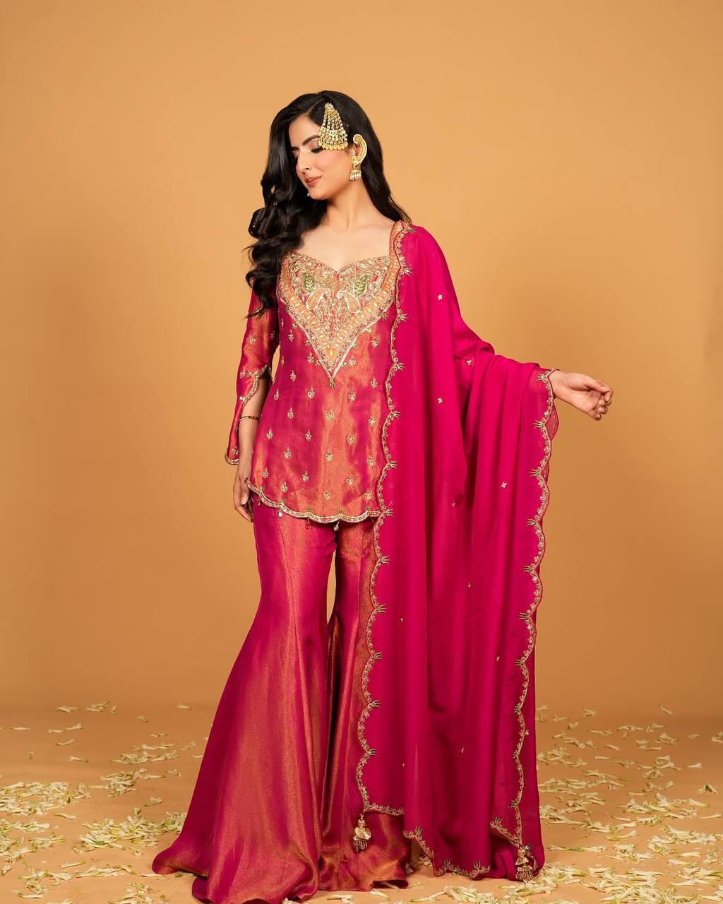 Nina -NSR Top-Bottom And Dupatta Set In simar silk