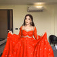 New Designer Party Wear Red Faux Georgette Gown with Heavy Embroidery Work