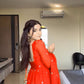 New Designer Party Wear Red Faux Georgette Gown with Heavy Embroidery Work