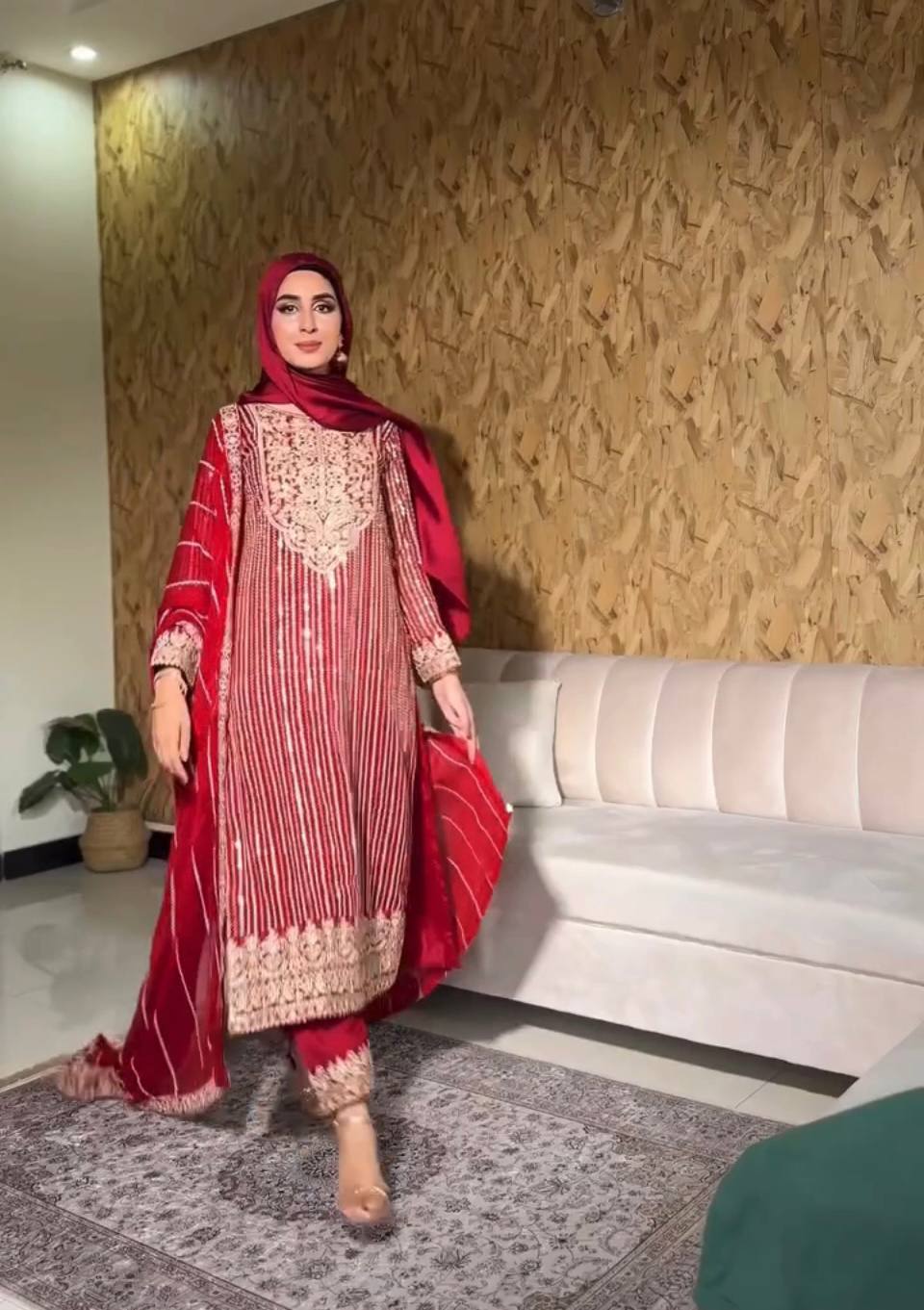 Elegant Heavy Fox Georgette Embroidered Top with Micro Cotton Palazzo and Dupatta