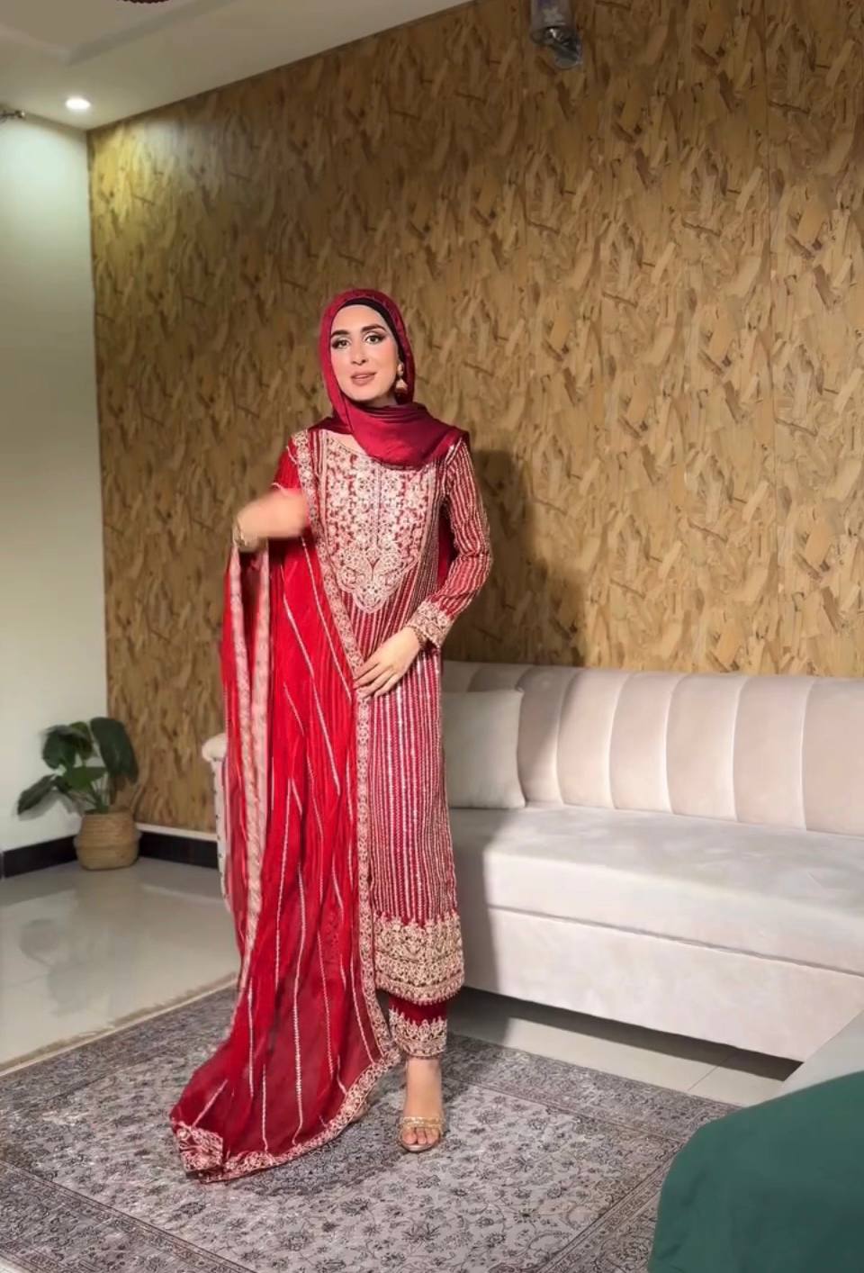 Elegant Heavy Fox Georgette Embroidered Top with Micro Cotton Palazzo and Dupatta