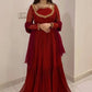 Designer Collection Fancy Faux Georgette Gown With Rivet Moti Embroidery Dupatta And Bottom