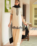 Traditional Modern Farshi Palazzo Style With Hand Embroidered Natural Crepe Top And Dupatta