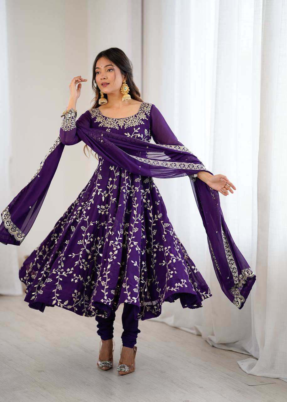 Kavya -SRK Premium Georgette Anarkali and Micro Cotton Churidar