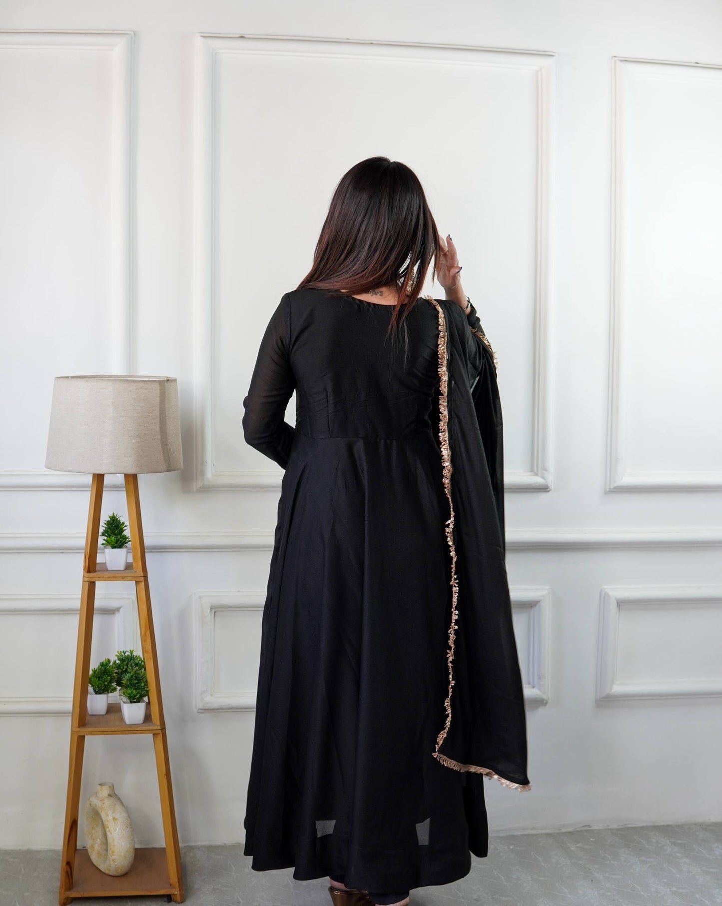 Moonlight Muse Designer Gown and Pant Duo with Intricate Embroidery