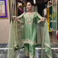 Graceful Pure Chinnon Silk Ensemble Showcasing Heavy All-Over Coding Sequin Embroidery Work