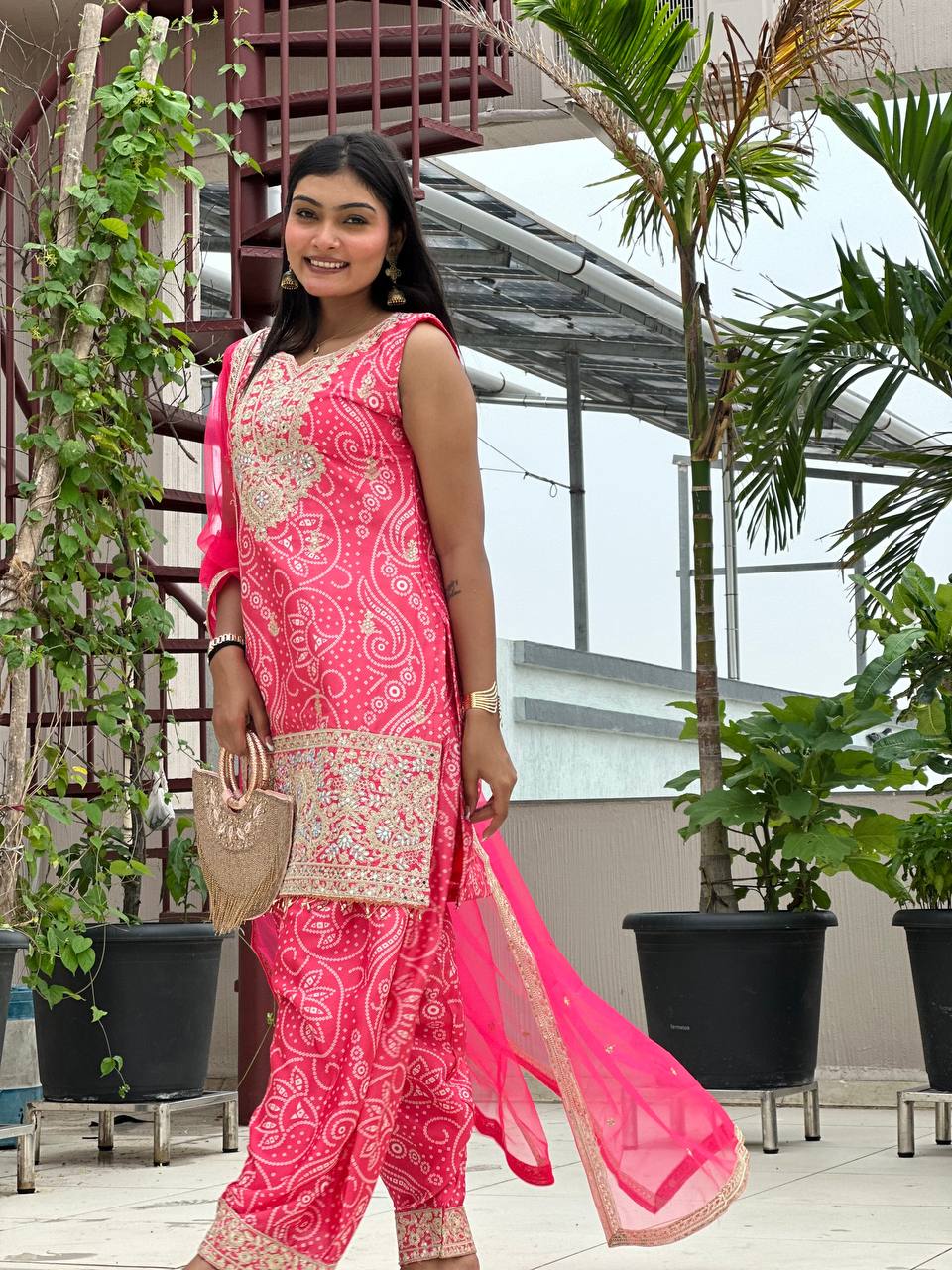 Lalita -HK Designer Dhoti Suit Set in Pure Chinon Silk