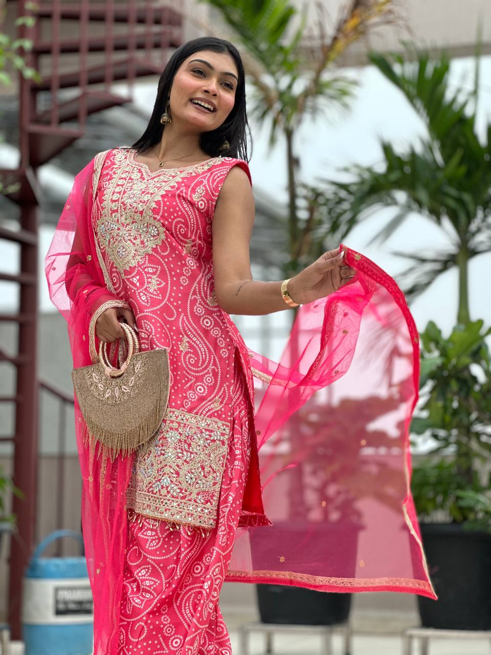 Lalita -HK Designer Dhoti Suit Set in Pure Chinon Silk