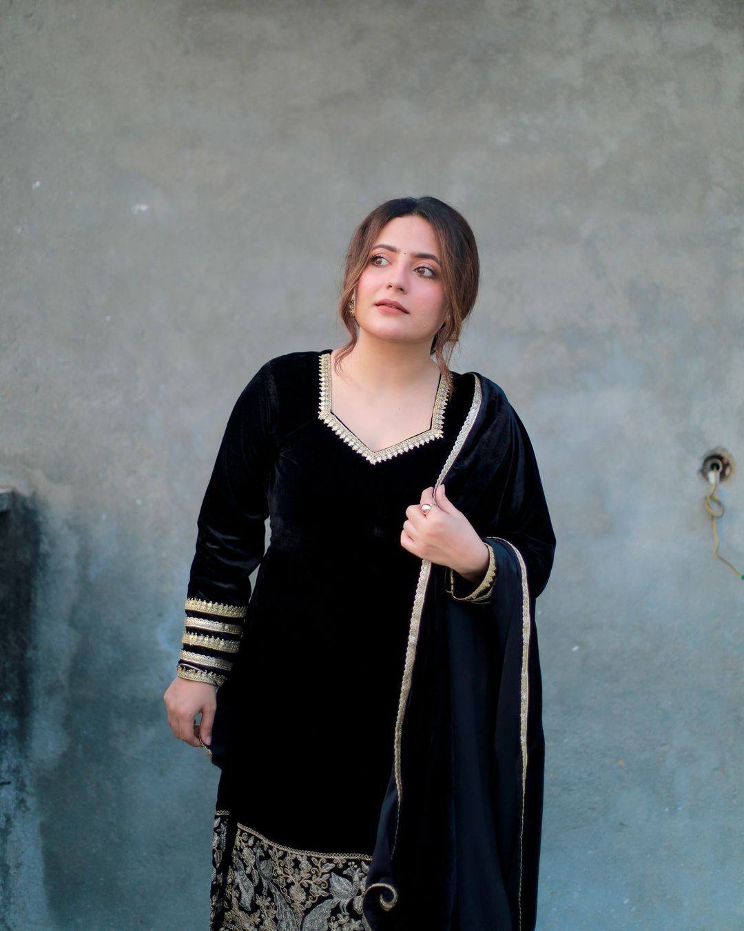 Premium Designer Velvet Ensemble with Embroidery and Fancy Dupatta