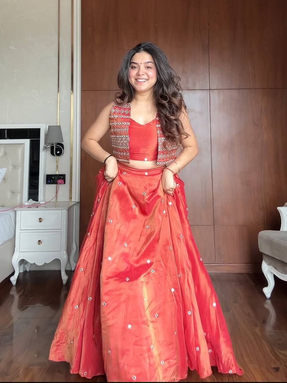 Santoshi -RT Lehenga Set in Rich Simmer Silk