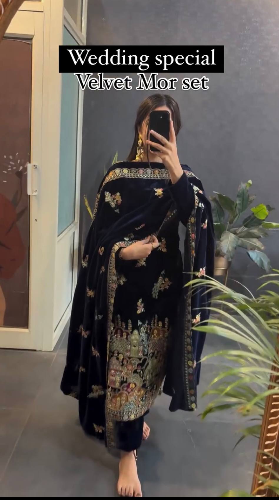 Juhi Godambe Chic Partywear Velvet Set Featuring Heavy Embroidery and Fancy Dupatta