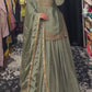 Multi-Needle Embroidery Chinnon Silk Lehenga Set with Fancy Dupatta