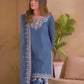 Blue Party Wear Set in Pure Natural Crepe with Embroidered Top and Farshi Palazzo