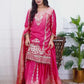 Exclusive Designer Collection Shaded Chinon Silk Top-Plazzo Set With Heavy Embroidery Detailing