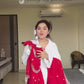 New Designer Party Wear Red Faux Georgette Gown with Heavy Embroidery Work