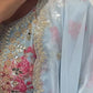 Ready to Wear Designer Suit in Kundan Organza with Hand Mirror and Stone Embroidery